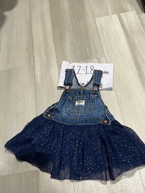 OshKosh B'gosh Denim and Navy Sparkle Tulle Overall Dress